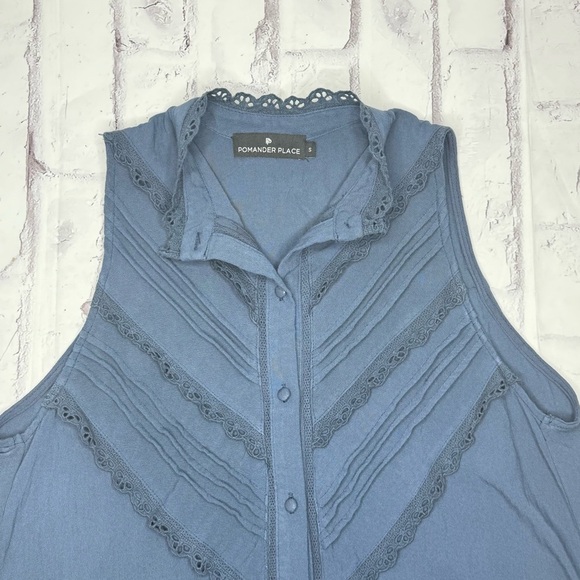 Tuckernuck Pomander Place Dutton Shirt Dress Sz S Navy Boho Coastal Cowgirl - Picture 3 of 8